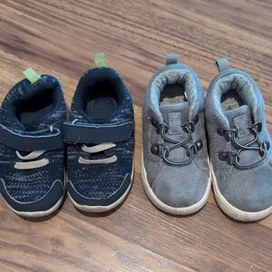 Carter's Navy Knit Sneakers and Gray Suede-Style Boots
